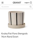 2 st Kruka/Fat Flora Stengods 14cm Rand Svart