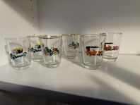 6 häftiga snapsglas med motiv gamla bilar