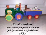 Bonde m traktor o släp m djur