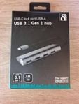 Deltaco USB-C till 4-portars USB-A Hub 3.1 Gen 1