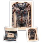 Tattoo Print Mesh Long Sleeve T-Shirt