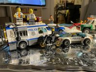 Lego city, polis bilar, bogserare och pizza truck