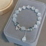  Gray Moonlight Cat's Eye Bracelet with Butterfly Pendant