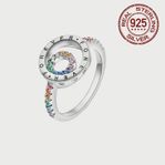 925 Sterling Silver Double Halo Ring with Cubic Zirconia