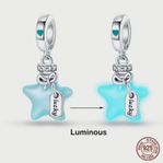 925 Silver Luminous Blue Star Charm with 'Lucky' Tag, 5g