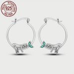 925 Sterling Silver Sloth Hoop Earrings with CZ Accents