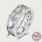 925 Sterling Ring - Sun, Moon & Star Design, Hypoallergenic