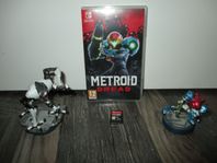 Metroid Dread - Nintendo Switch med Amiibo figurer.