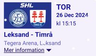 Annandagshockey: LEKSAND - TIMRÅ (2 bra sittplatser)