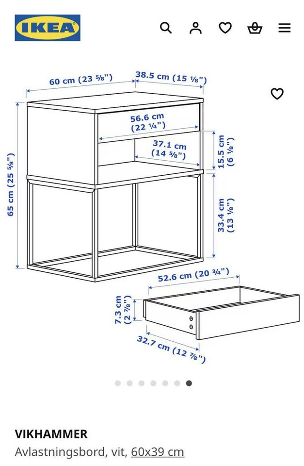 Vikhammer vitt avlastningsbord