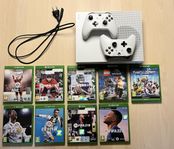 X Box One S inkl 2 kontroller och 9 spel