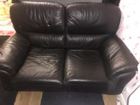 2 sits skinsoffa svart 