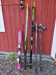 Fisher twin skin race 157cm, stavar och slalomskidor 100cm