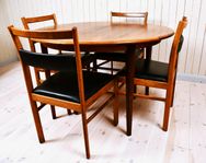 Bord med 2 ilägg och 6 stolar i teak, Dansk design, 1960 ta