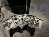 PS3-konsol 40GB,  2st Kontroller & 5 st spel Play Station 3