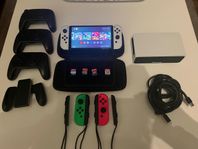 Nintendo Switch OLED, 4st Spel, 3 Pro controller, 4 Joy-con.