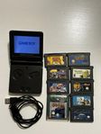 Gameboy Advance SP - Superfint Skick med 9 Spel