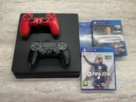 PS4 Slim, inkl 2 handkontroller och 3 spel