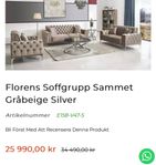 Florens Soffgrupp Sammet Gräbeige guld ben