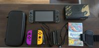 Nintendo Switch Konsol (Monster Hunter Rise Bundle) med mer