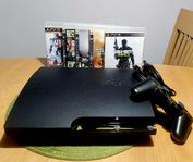 PlayStation 3 Slim med tillbehör och 5 spel – Bra skick!