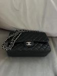 Chanel Black Jumbo Single Flap Bag Quilted Caviar