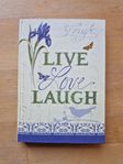 Linjerad bok "Live love laugh"