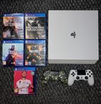 Playstation 4 Pro 1TB inkl. 2 kontroller & 5 spel