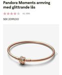 Pläterad armband från Pandora med 14 karat roséguld. 19cm