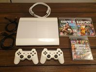 PS3 Superslim 500 Gb, 2 kontroller, GTA5,Farcry