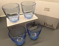 4 st helt NYA Kosta Boda Tumbler glas, water blue.