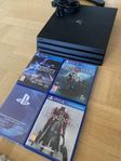 PS4 Pro 1TB med tre spel