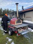 Vedeldad pizzaugn på hjul