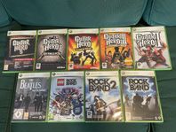 9st Guitar Hero & Rockband Spel (Xbox 360)