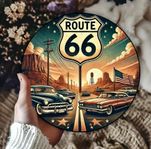 Skylt Route 66 i aluminium.