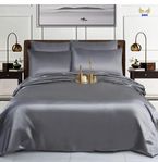 Satin sheet set ~218×228cm in silver color