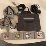 Nintendo 64 med 2 kontroller 4 spel