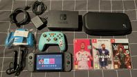 Nintendo Switch + 3 spel + Controller + 64GB SD-kort + Väsk