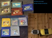 GB/GBA Pokemon Gul,Blå,Kristall,Silver,Ruby,Sapphire osv