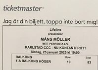 2 biljetter show med Måns Möller i Karlstad 25/1