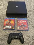 Playstation 4 PRO - Handkontroll + Spel