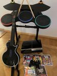 Playstation 3 med Guitar Hero-set och spel – komplett pake