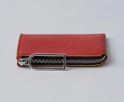 [ACNE] Garnet Lamb leather wallet with metal zipper pull Red