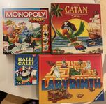 Paketpris: Monopoly J,, Catan J, Halli Galli, Labyrinth 