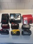 Batteri makita,milwaukee,Bosch,Dewalt, ladarre. 