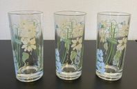 3st höga glas med blommotiv 