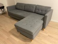 ljusgrå soffa med divan/Gratis hem leverans 