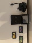 Gameboy advance sp + laddare och tre spel