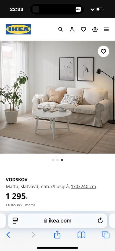 IKEA VODSKOV matta, 170x240cm