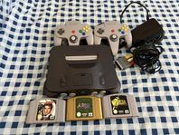 Nintendo 64. Expansion pak, 2 Handkontroller samt spel